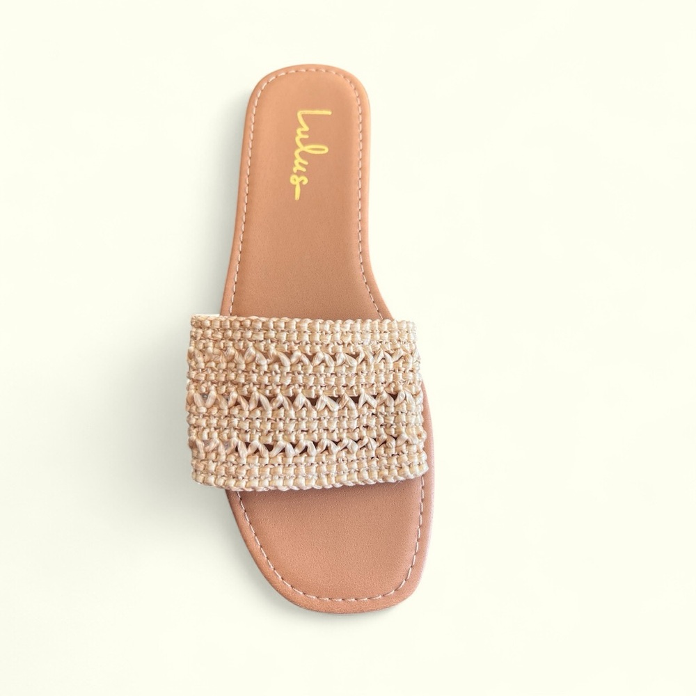 lululemon athletica Tan Woven Slide Sandals Sz 8
